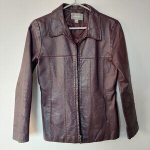 Vintage Beechers Brook Burgundy leather Jacket Slim Fit Women's Sz M